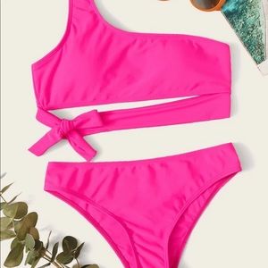 Neon pink tie bikini